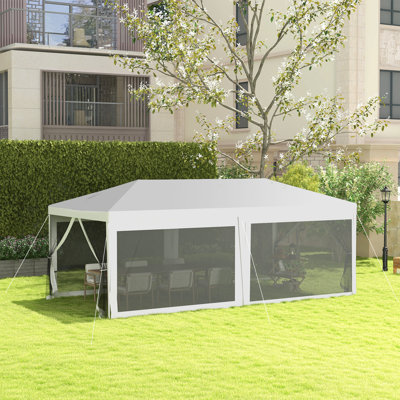 Tente de fête, auvent de mariage extérieur et abri de jardin avec 6 parois latérales amovibles, abri-jour