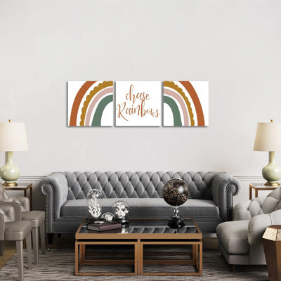 «Chase Rainbows Triptych», ensemble d'art mural sur toile tendue (ensemble de 3)