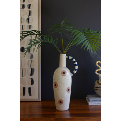 GRAPHIC CERAMIC URN WITH SINGLE HANDLE