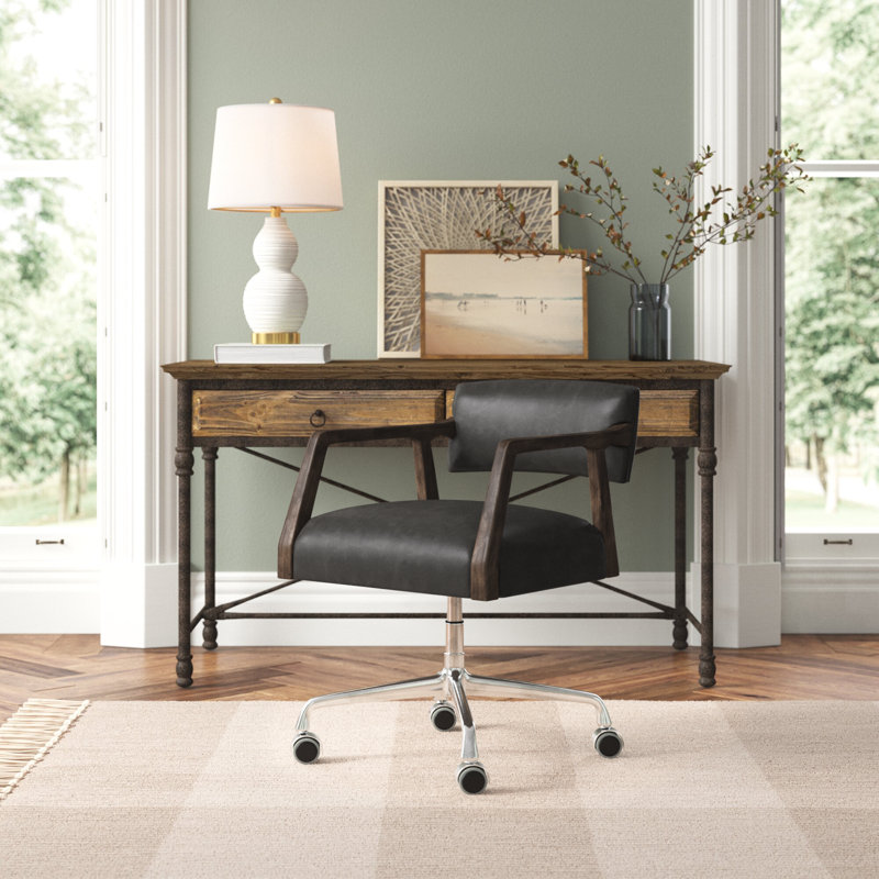 Crissy Genuine Leather Task Chair, Black
