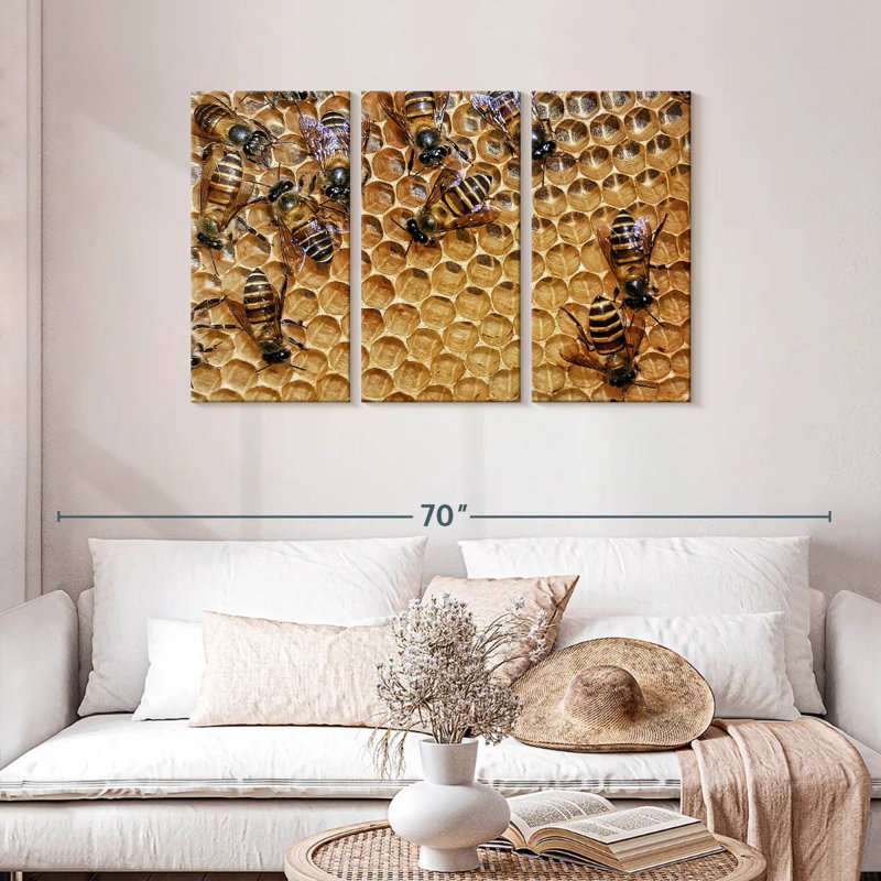 Brampt Honeycomb Bees, 28" H x 45" W