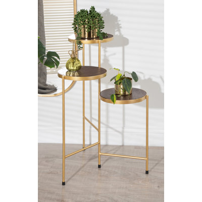 Support pour plante rond en bois massif Logan