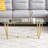 Armendariz Coffee Table with Glass Top and Gold Metal legs, Rectangle Cocktail Table