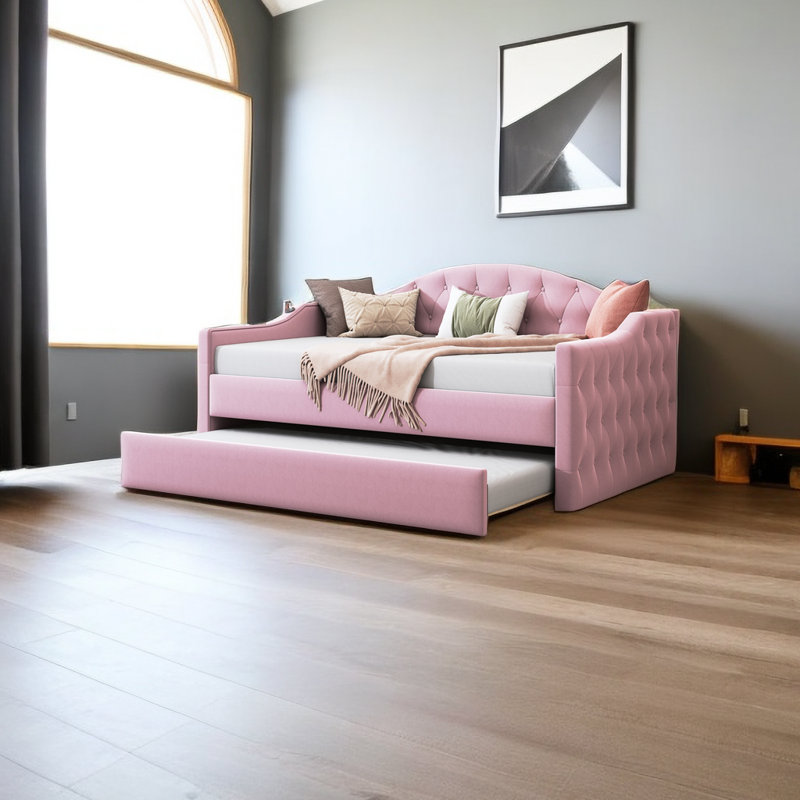 Bemelle Upholstered Daybed, Pink