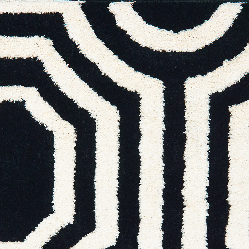 Tapis noir/blanc Alhambra, Rectangle 7 pi 10 po x 10 pi 6 po