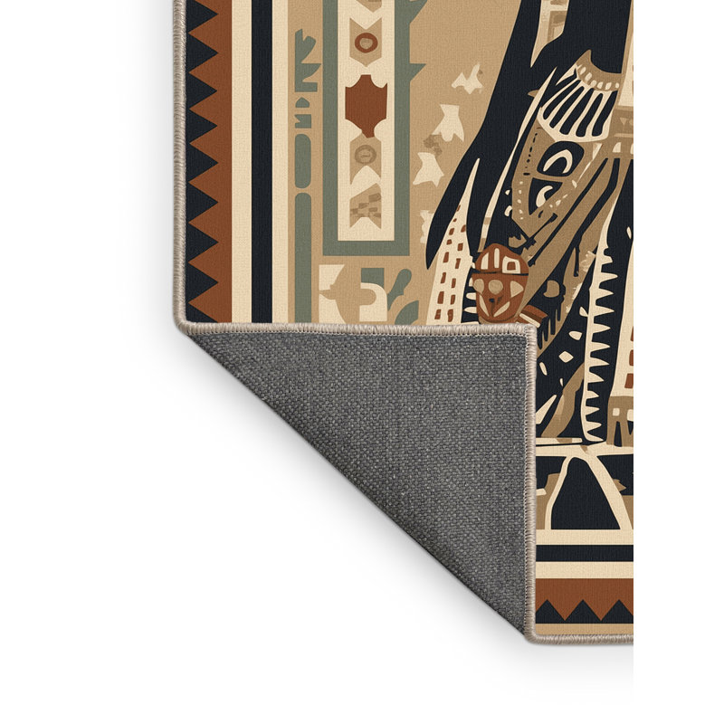Tapis moelleux moelleux et moelleux d'inspiration globale de style chaman de Warrior en brun - reliure beige, 3 X 5