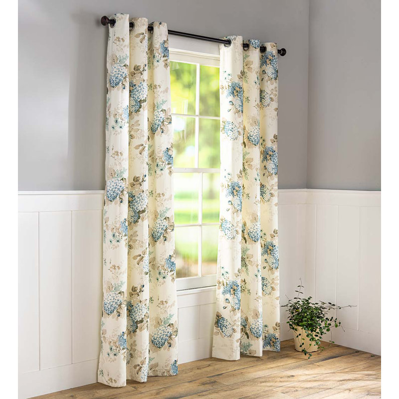 Thermologic Hydrangea Cotton Blend Room Darkening Curtain Pair, 40" W x 63" L