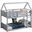 Lit simple au-dessus d'un lit superposé gris - Barrières de sécurité, têtes de lit, pieds de lit, bois d'hévéa fin avec rails de sécurité-35899082