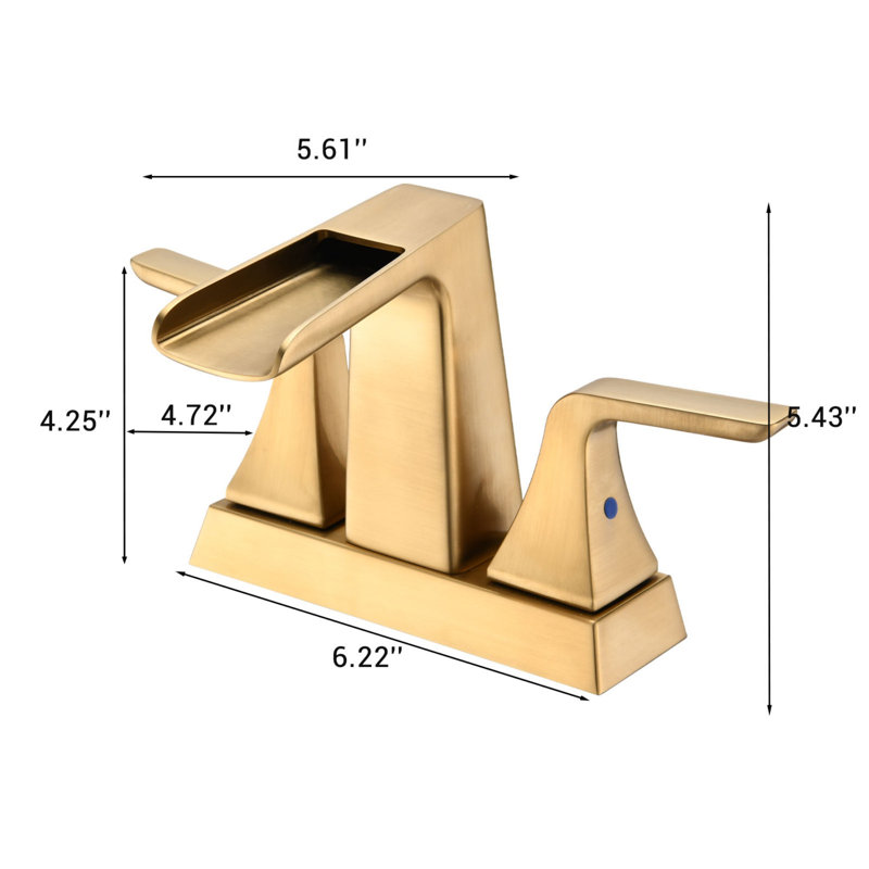 2-Handle Brass Bathroom Sink Faucet, Brushed Gold