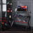 Gaming Desk Racing Computer Desk Workstation with Elevated Monitor Shelf Rotatable Cup Holder