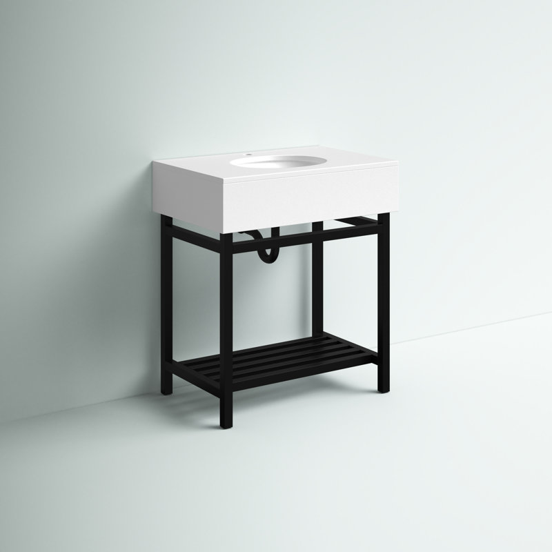 Ensemble de meuble-lavabo simple 30 po Whittier, Métal noir / blanc