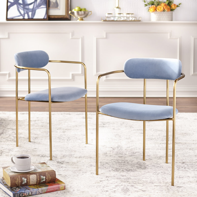 Chaise avec accoudoirs Carrigan, Bleu clair
