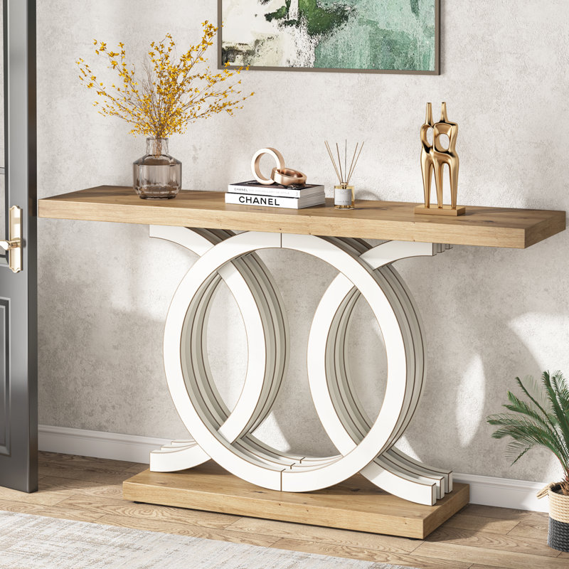 Console en bois 55,11 "Andreafsky, Jaune/blanc