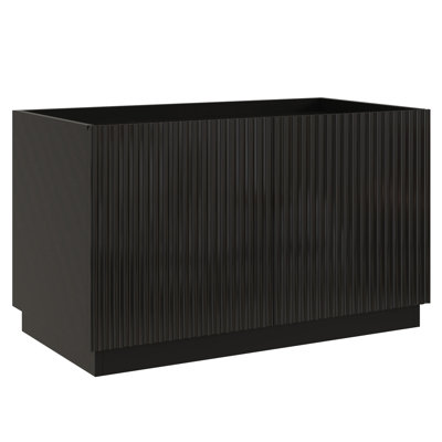 2 Pack 30" Wide Stackable Fluted Wooden Storage Bin, Modular Storage Cabinet with Smooth-Glide Drawers & Soft Close Doors