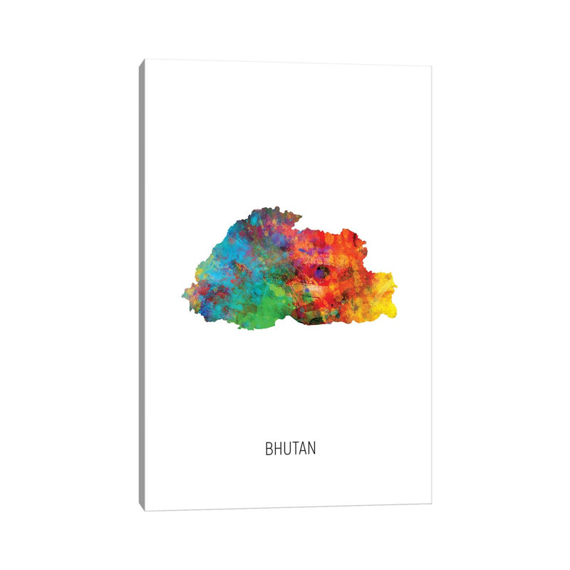 «Bhutan Map» par Michael Tompsett, impression sur toile tendue, H 40 po x l 26 po x P 1,5 po