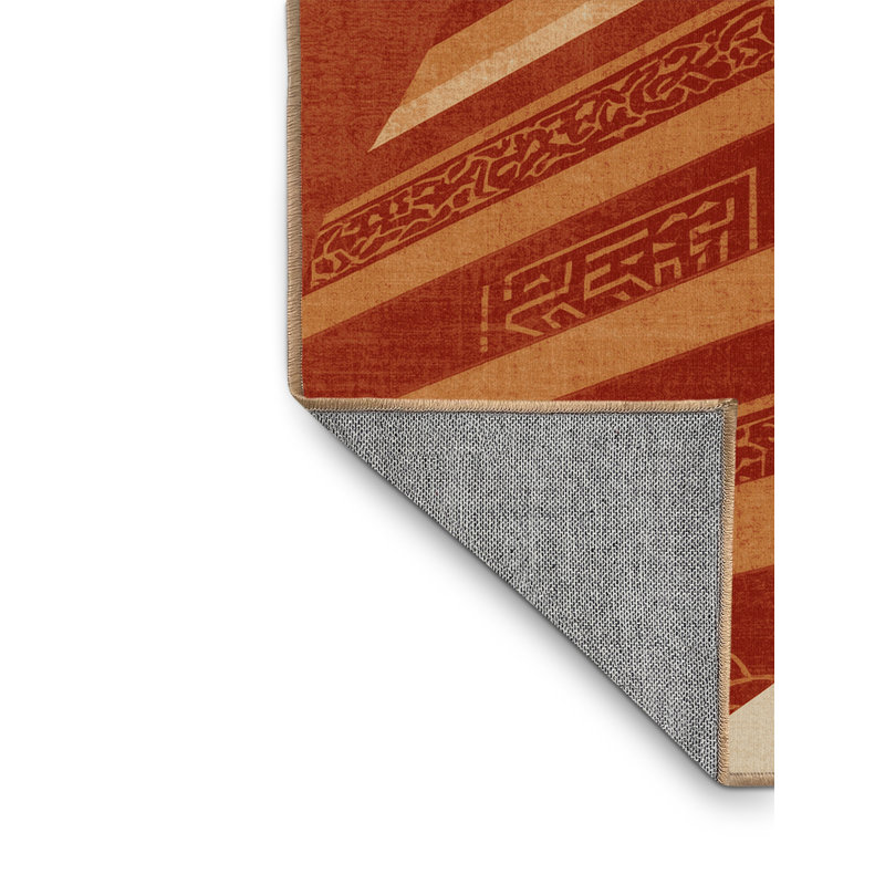 Machine Washable Pelico Chichen Itza Global Inspired Oriental Rug in Brown – LightBrown Binding, 8x10
