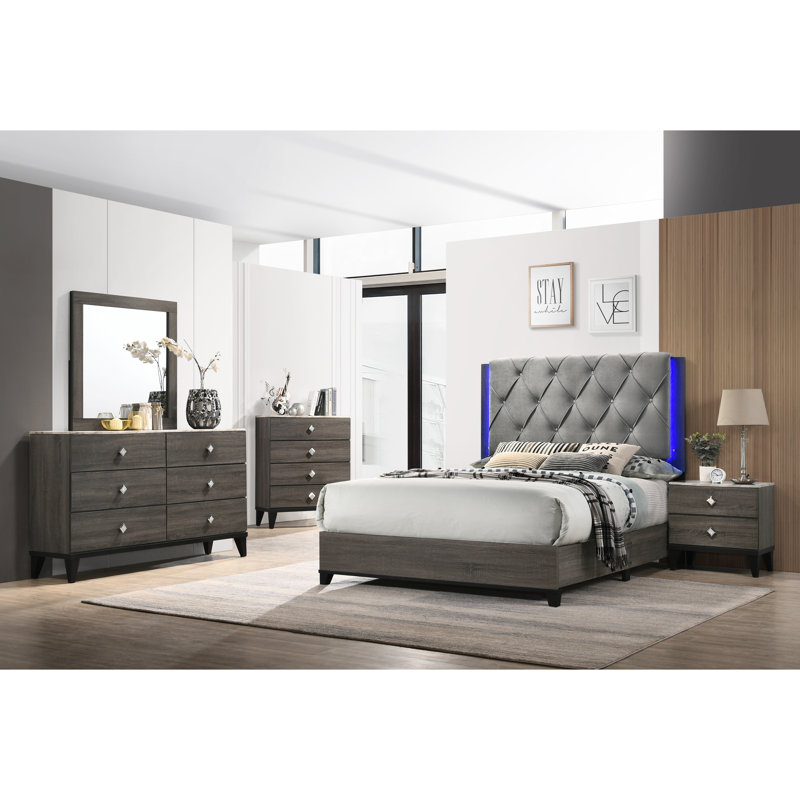 Ensemble de chambre à coucher gris pour chambre à coucher