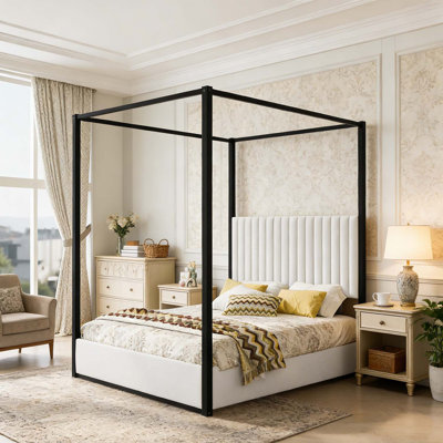 Upholstery Canopy Platform Bed,Perfect for Modern and Elegant Bedrooms