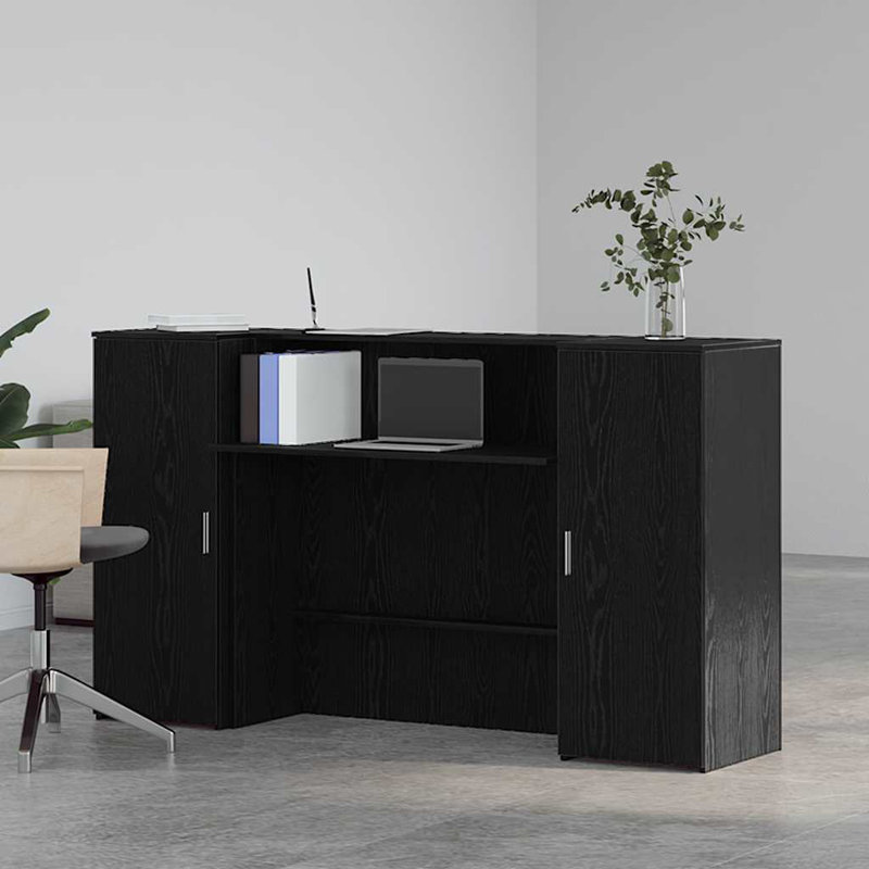 Reception Desk Black Oak 50x103.5 Cm Engineered Wood, 103.5cm H x 180cm W x 50cm D