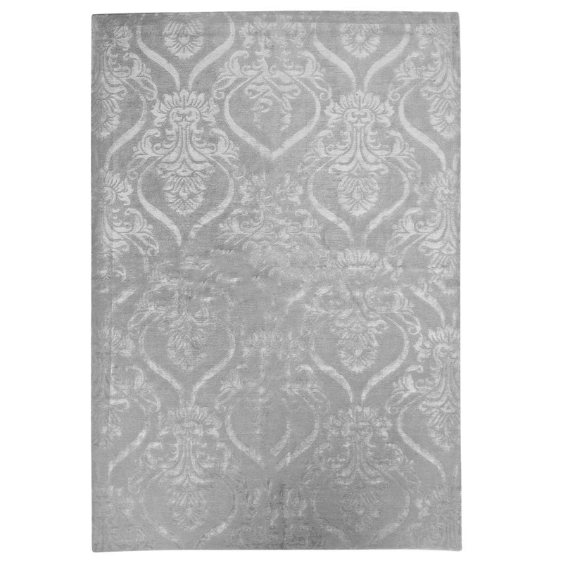 Damask Area Rug in Silver
