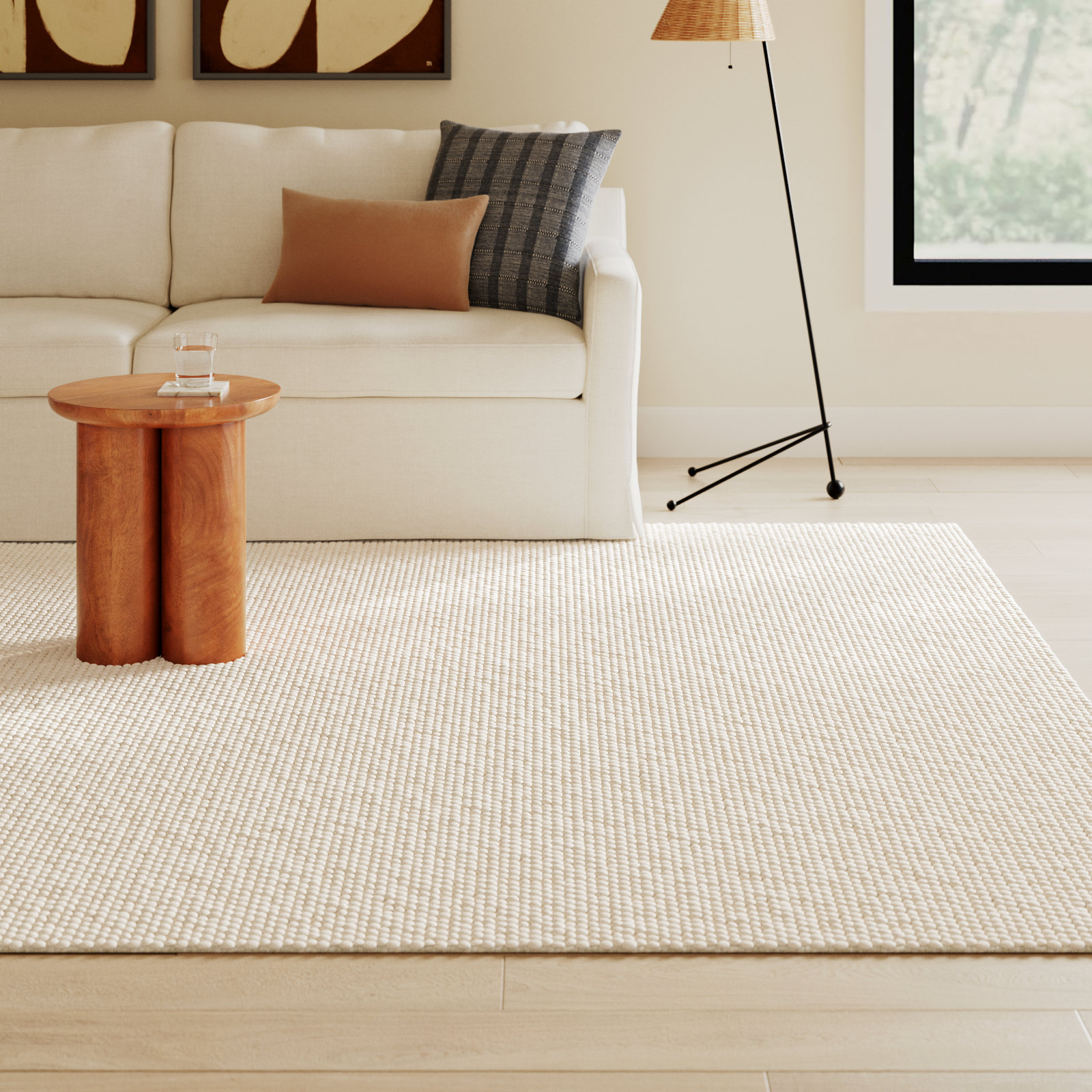 Elle Ivory Hand-Woven Wool Rug, Rectangle 10' x 14'