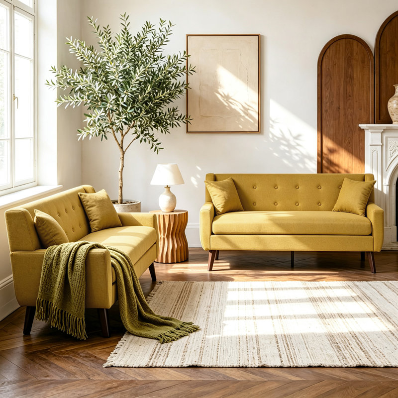 Causeuse Jaqueze, Yellow Linen Blend