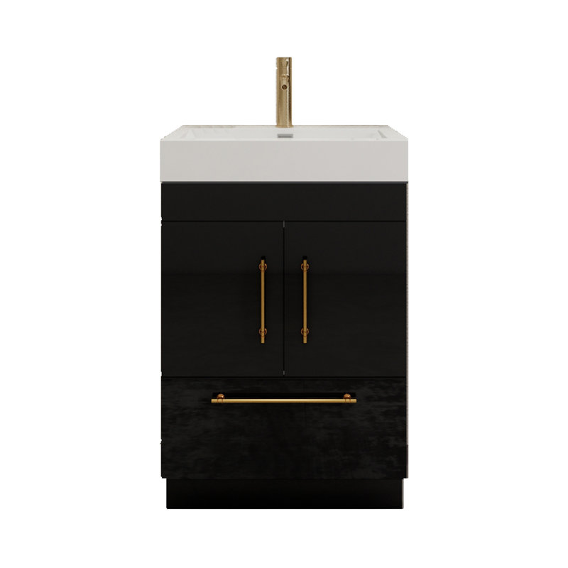 Ensemble de meuble-lavabo simple 24 po 24 po, Noir lustré
