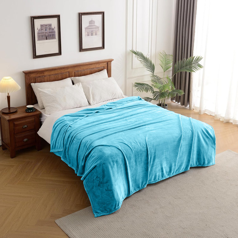 Plush Mink Fleece Blanket – Ultra-Soft, Lightweight Throw For All Seasons, 130cm x 150cm, Light Blue