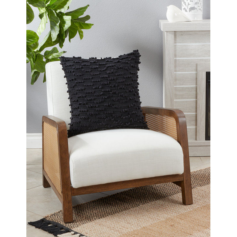 Theo Collection Ruffled Cotton Throw Pillow, Black