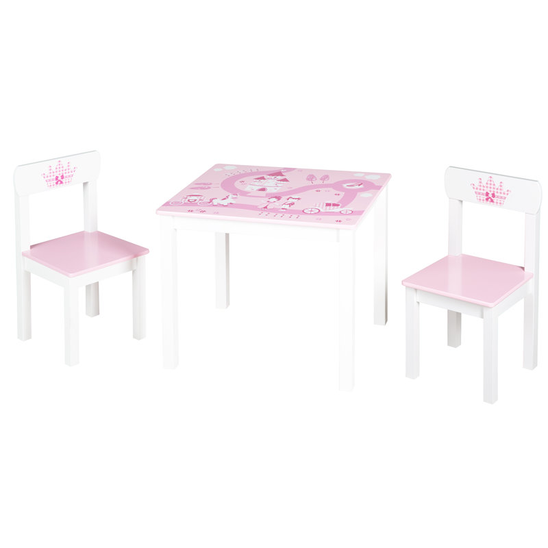 Ensemble 3 pièces de table de jeu / chaise en bois massif Bodner Kids