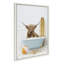 «Highland Cow Beach House Bath with Surfboard» par Amy Peterson, reproduction d'art sur toile encadrée-1484484704