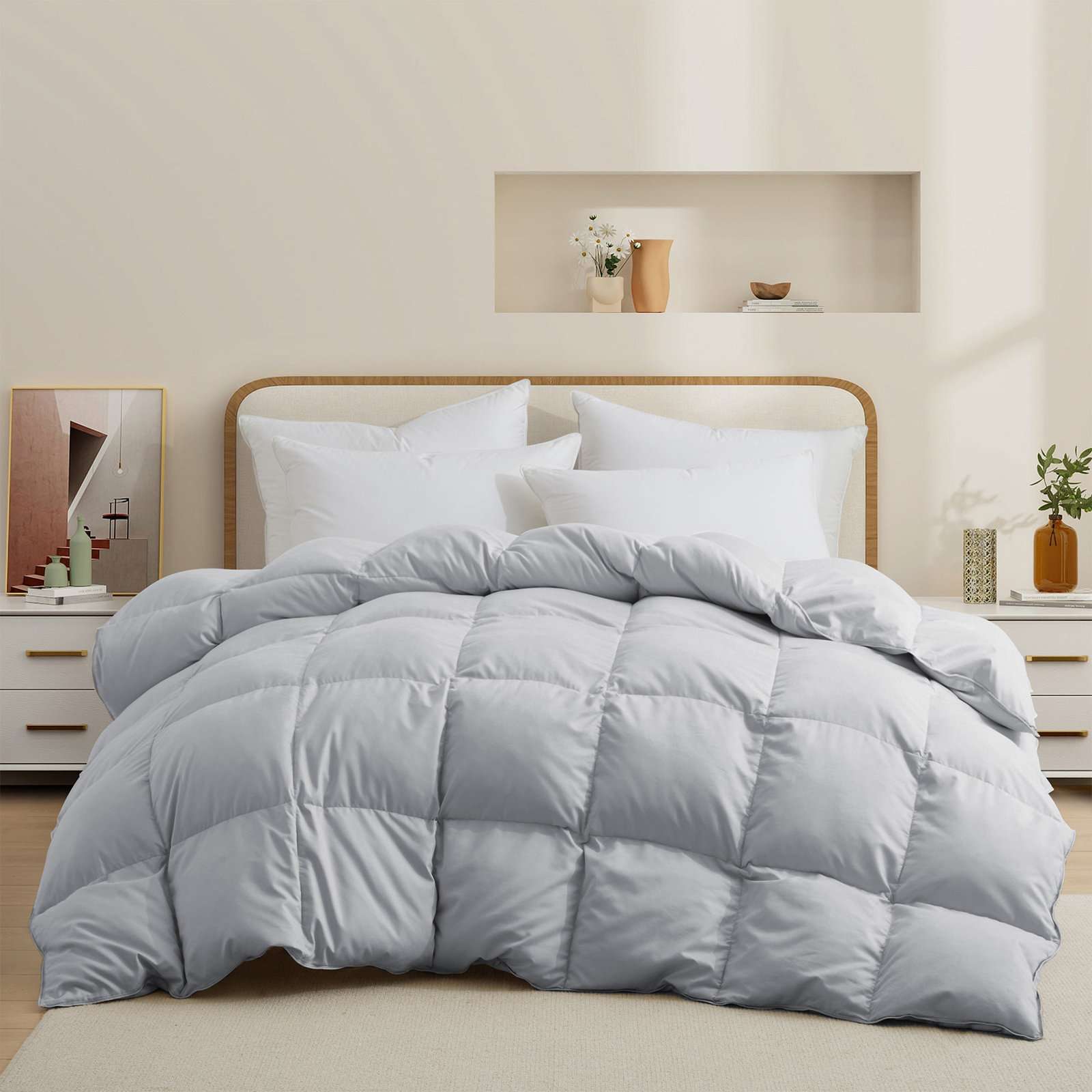 600 Fill Power All Season Down Duvet Insert, King, Light Gray