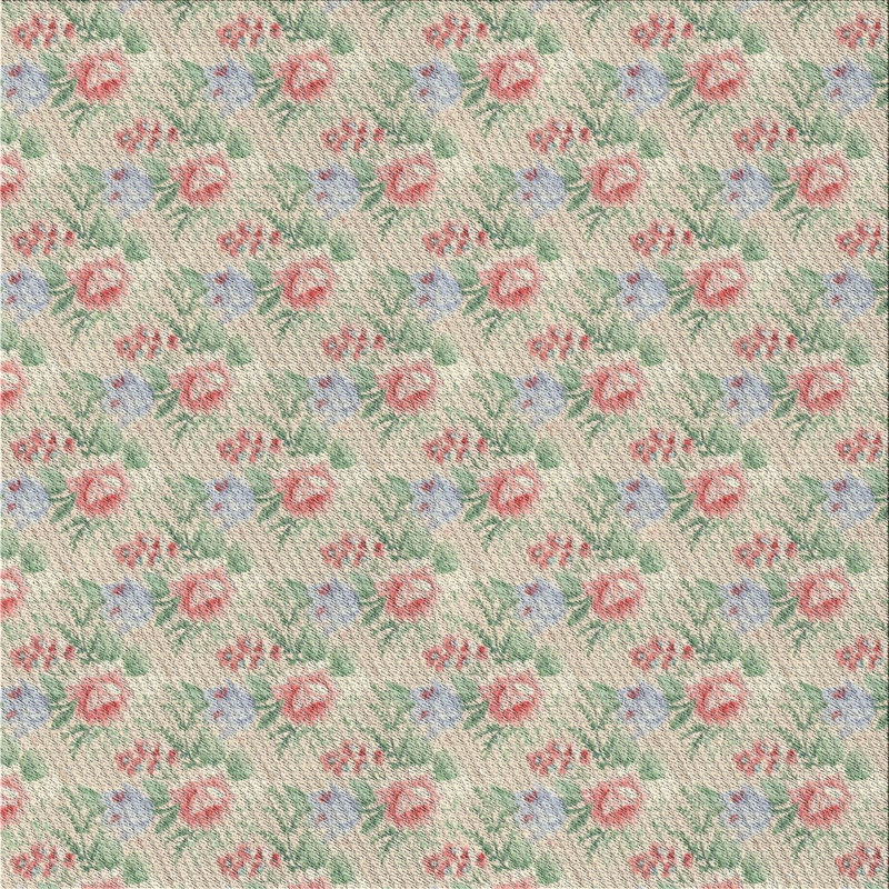 Tapis beige à motif floral Nojus, Carré 3 pi