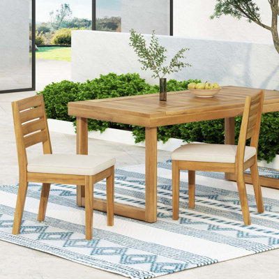 Arlynes Acacia Patio Dining Side Chair with Cushion by Lark Manor