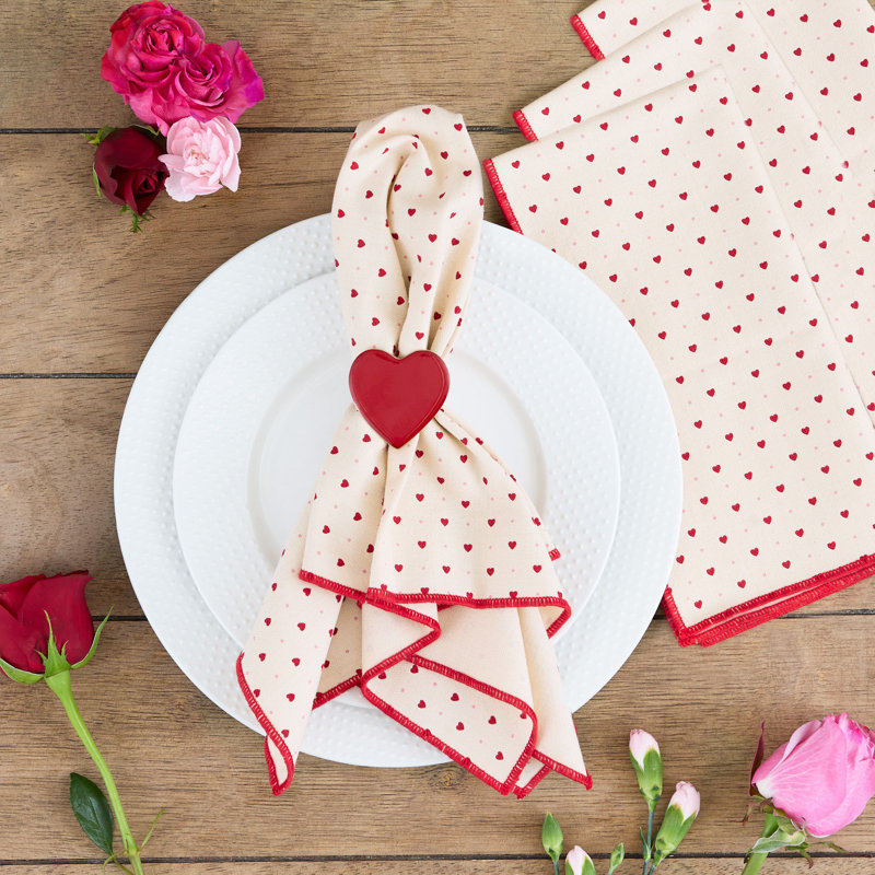 Lil Hearts Printed Napkin S/4