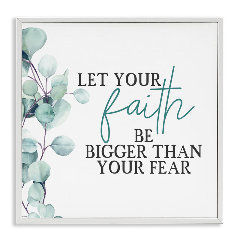 Reproduction d’art textuel, "Faith, Giclée encadrée blanc bord de mer, H 17 po x l 17 po