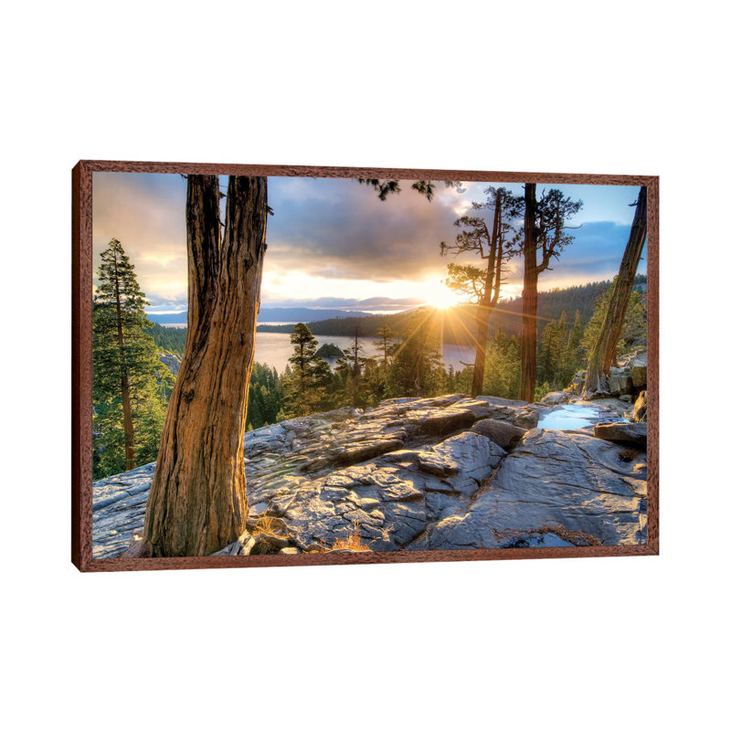 Emerald Bay Sunrise V by Dennis Frates - Print on Canvas, Classic Brown Wood Framed, 45.72cm H x 66.04cm W x 3.81cm D