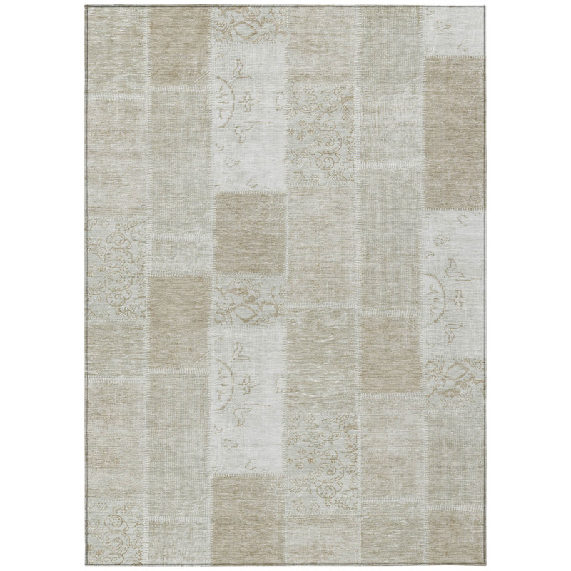 Tapis intérieur / extérieur taupe et beige 5 pi x 8 pi