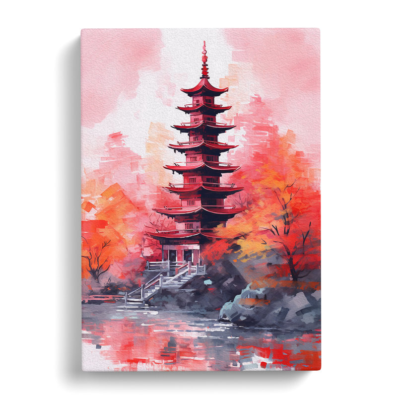 Pagoda Gestural - Wrapped Canvas, 76cm H x 50cm W x 3cm D