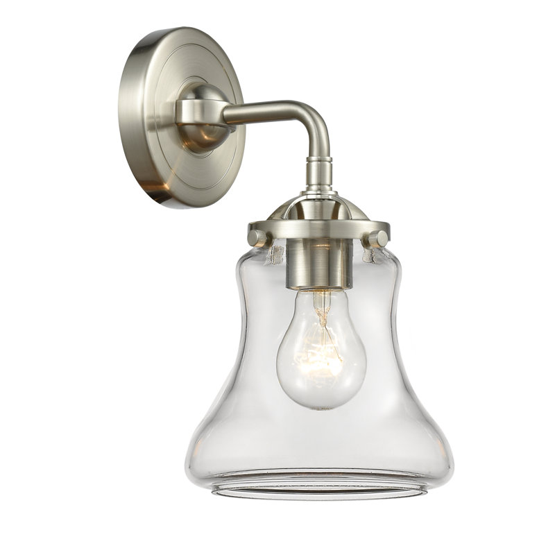 Applique murale articulée 1 lumière Edda, Ampoule incandescente rétro de 60 watts, Transparent, Nickel satiné brossé