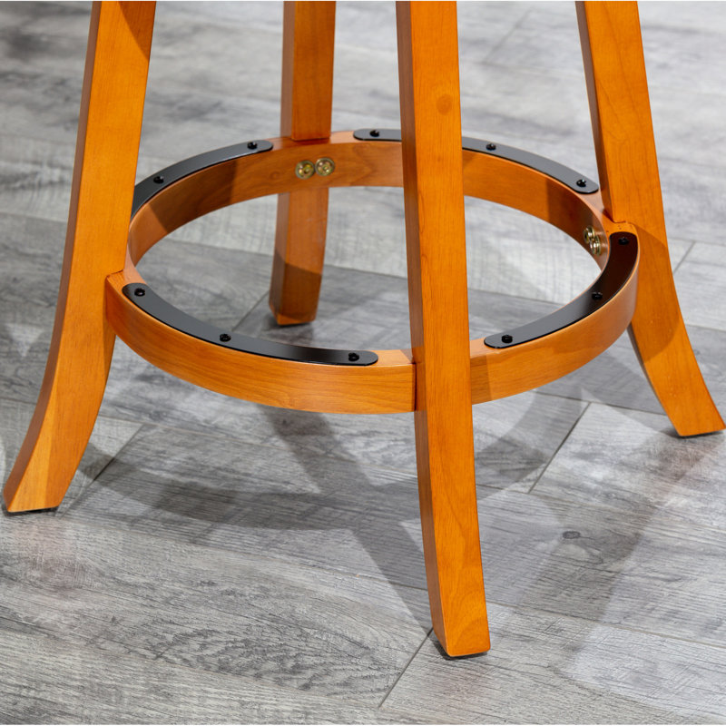 Tabouret de bar de 30 po avec finition naturelle et coussin de siège en tissu gris anthracite pour plus de confort, Naturel