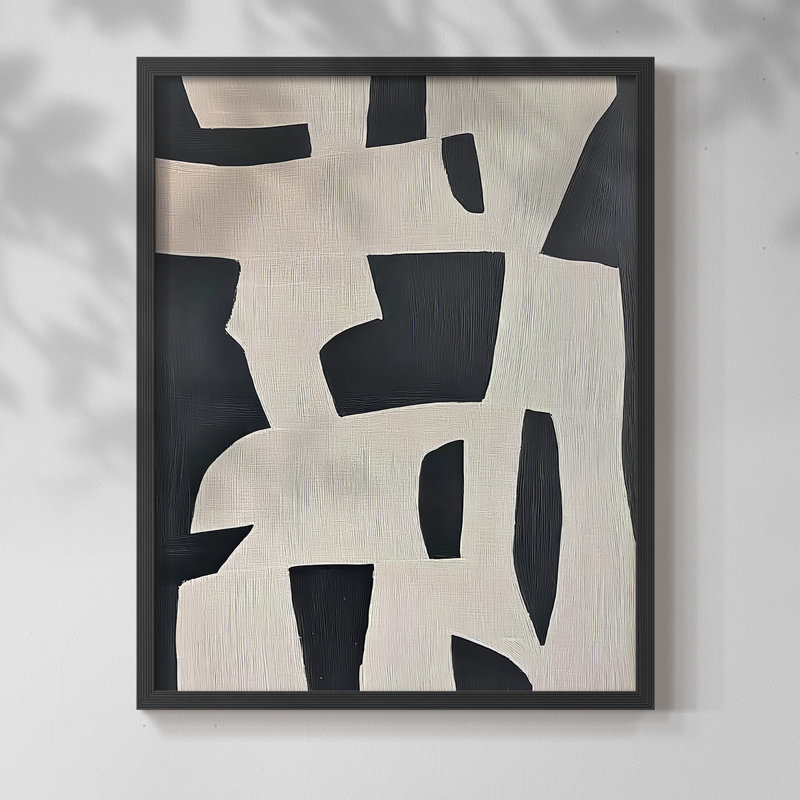 Série ABSTRACT dxcv - impression encadrée de qualité supérieure - prête à être accrochée - aucun clou requis, Noir