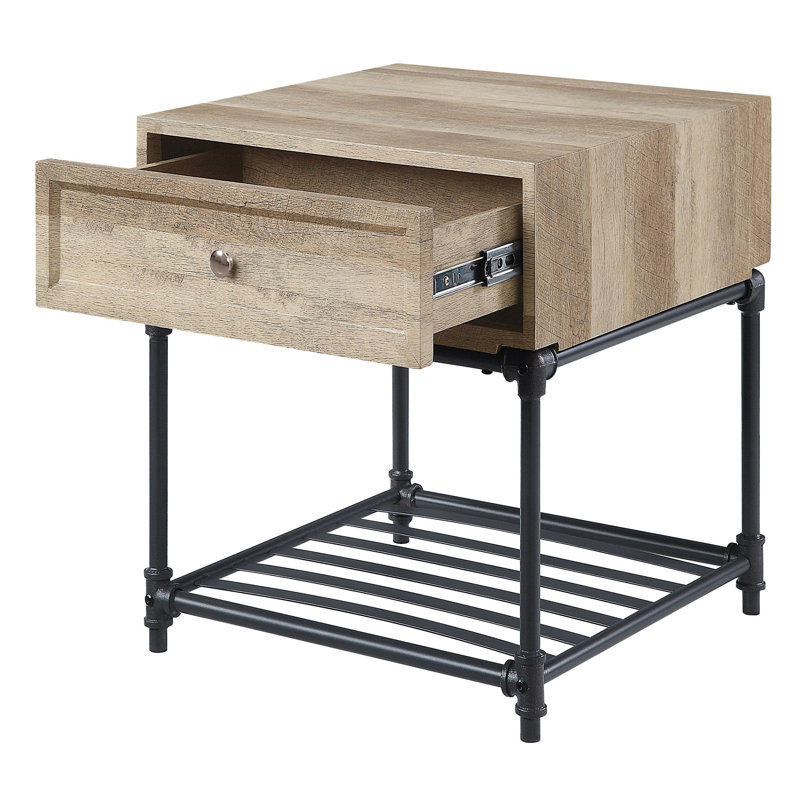 Sy  End Table With Slatted Lower Shelf