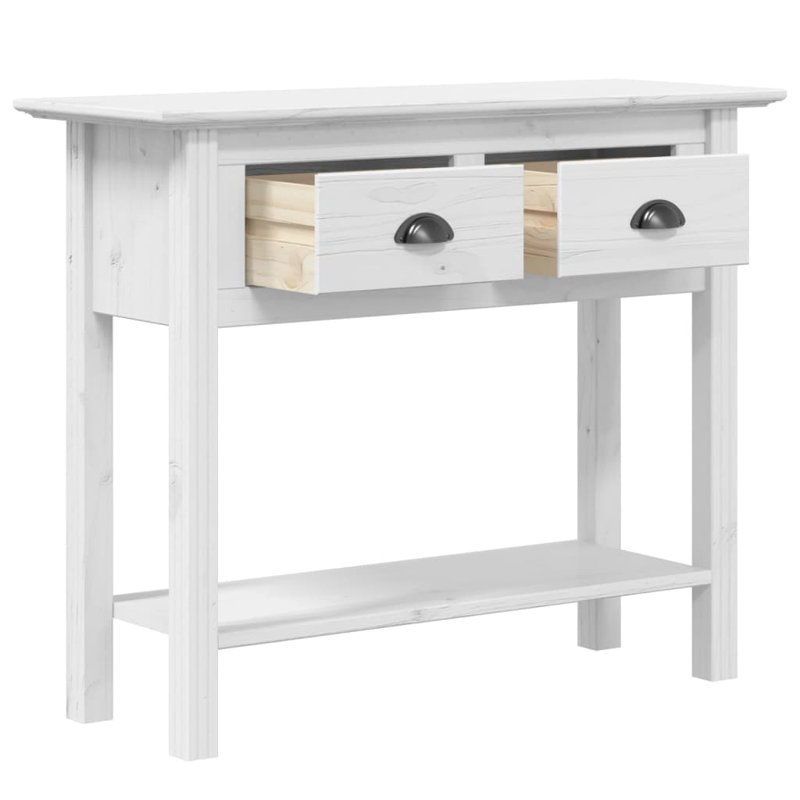 Posen 90cm Solid Wood Console Table, White, White