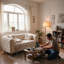 63" Hayslett Loveseat, Button Tufted Rolled Arm Sofa with Gold Legs, Beige
