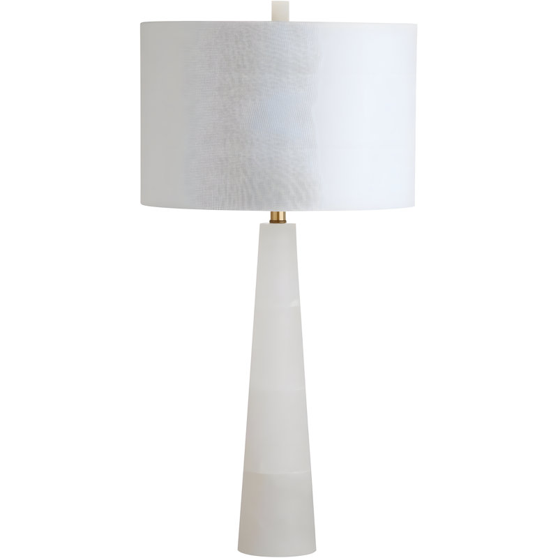 Delilah White Alabaster 30-Inch Table Lamp with Cotton Shade