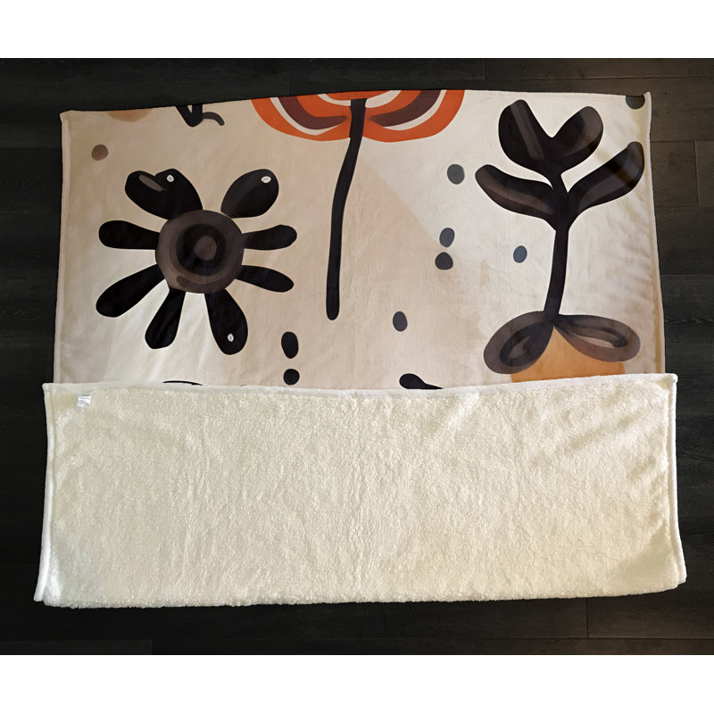 Throw Blanket, 51" W x 60" L, Floral/Abstract, Orange/Gray