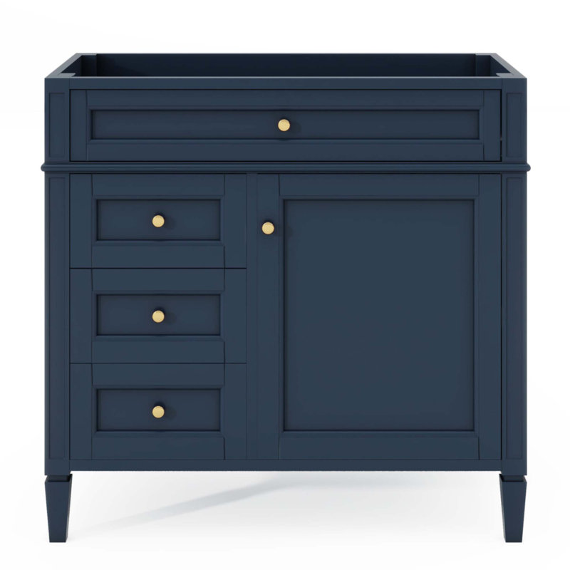 36'' Bathroom Vanity Without Top Sink, Modern Bathroom Storage Cabinet With 2 Drawers And A Tip-Out Drawer, Solid Wood Frame (Not Include Basin Sink)