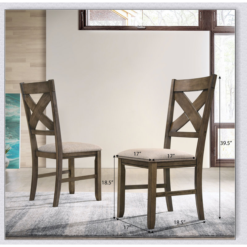 Raven Wood Fabric Upholstered Dining Chair Set of 2, Brown
