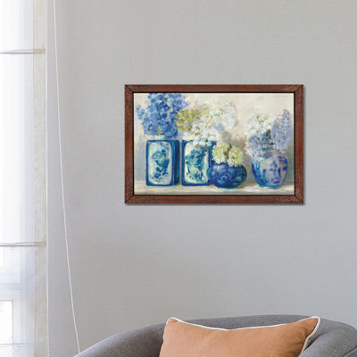 Ladys Mantle On Shiplap by Carol Rowan - Painting on Canvas